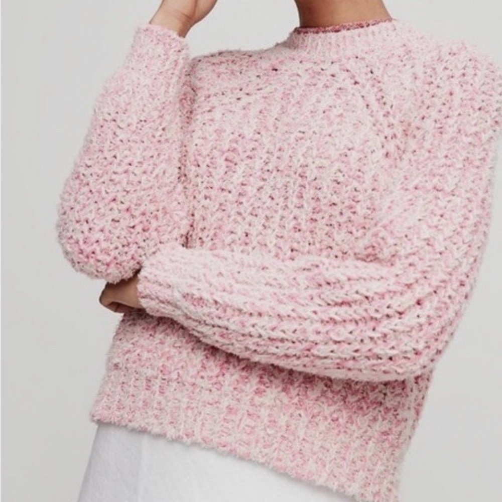 Aritzia Wilfred Pink Confetti  Sweater Cropped Mock-Neck Sweater Size Size XXS